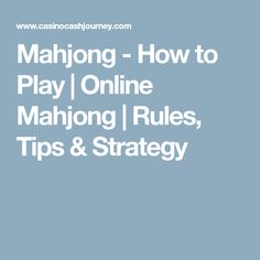 mahjong instructions for beginners