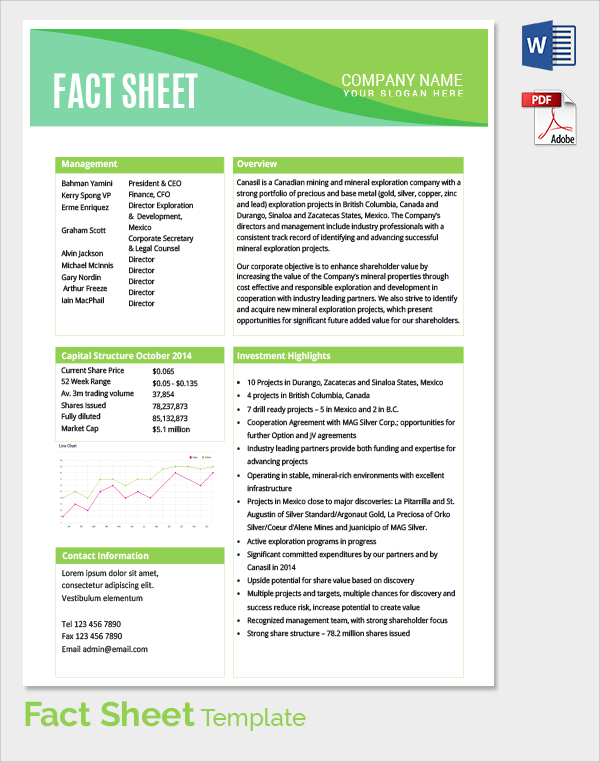 fact sheet sample