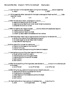 lord of the flies chapter 3 quiz pdf