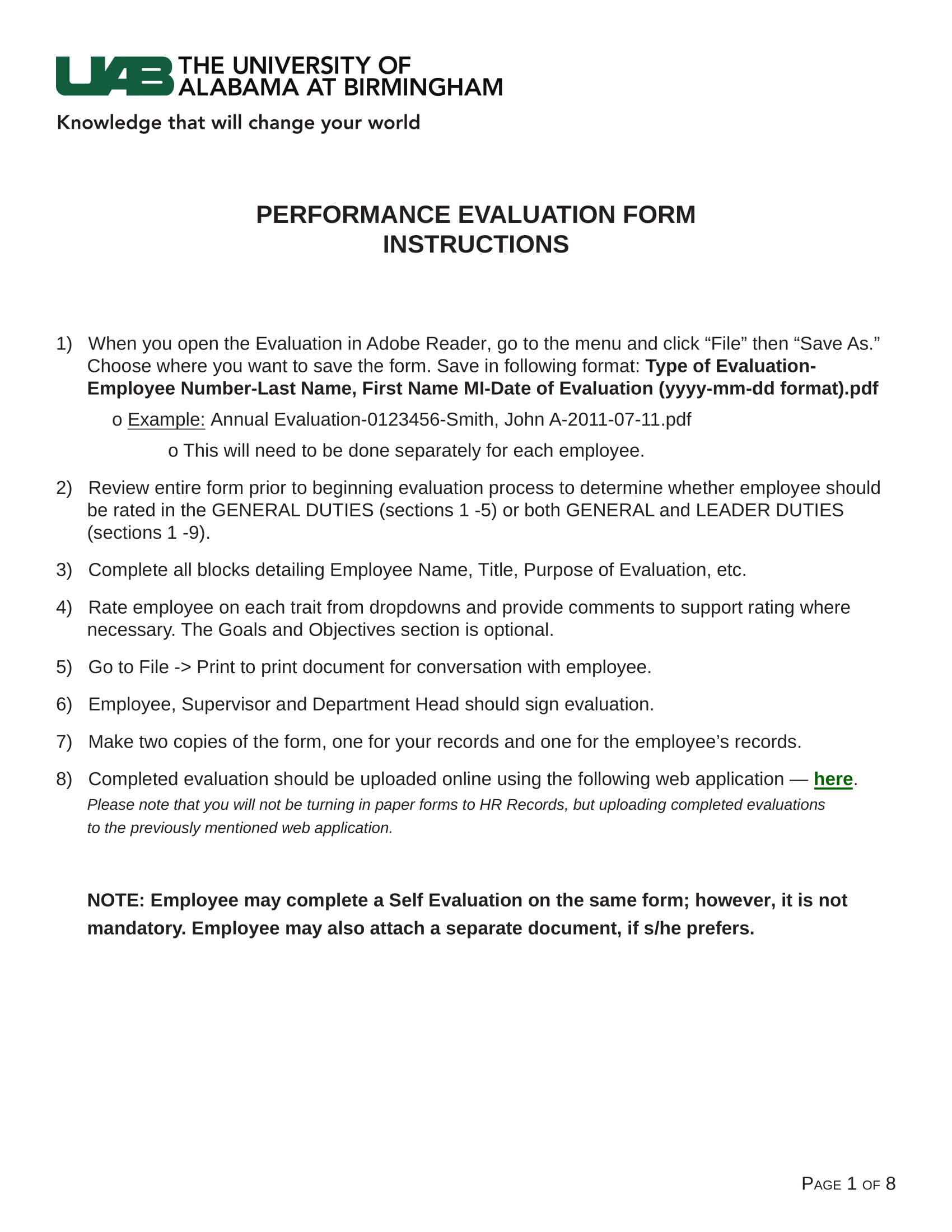 evaluation review sample