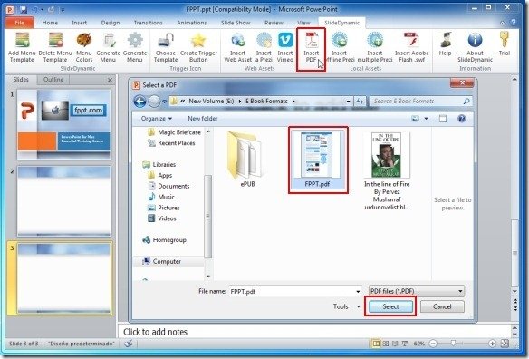 how to insert a pdf document into powerpoint
