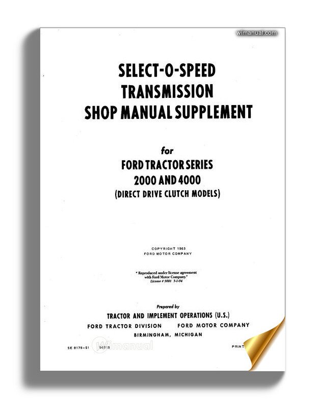 ford 4000 workshop manual